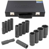 Набор головок ударных глубоких 14 предметов, 1/2" ( 11-15, 17-19, 21, 22, 24, 27, 30, 32мм), в кейсе Partner PA-4141MPB