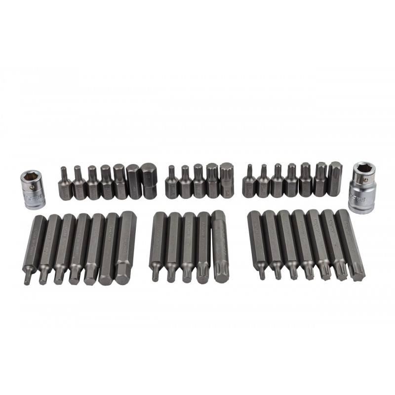 Набор бит с битодержателями 40 предметов, 10 мм, 75/30 мм: T20-T55, H4-H12, M5-M12, в пластиковом кейсе FORSAGE F-4401C