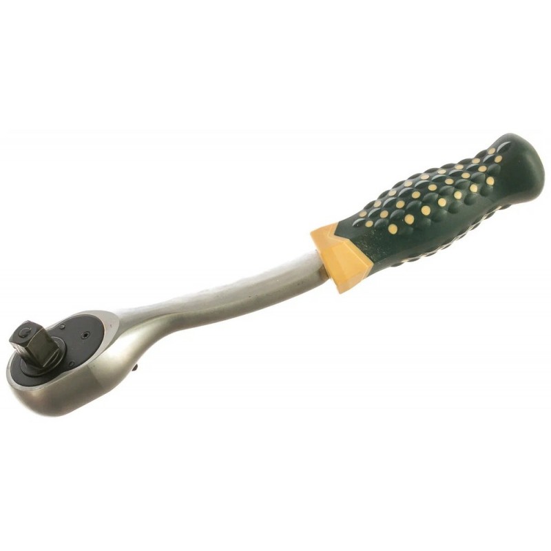 Трещотка реверсивная усиленная изогнутая с резиновой ручкой 1/2" (72зуб.) ROCKFORCE RF-802422