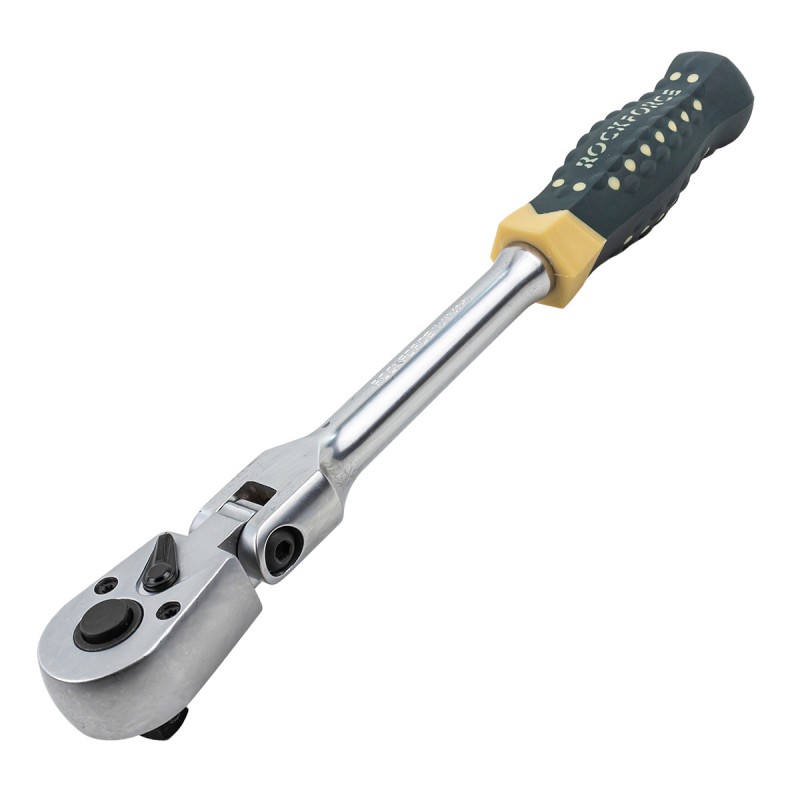 Трещотка реверсивная шарнирная с резиновой ручкой 3/8" (72зуб., L-250мм) ROCKFORCE RF-802318
