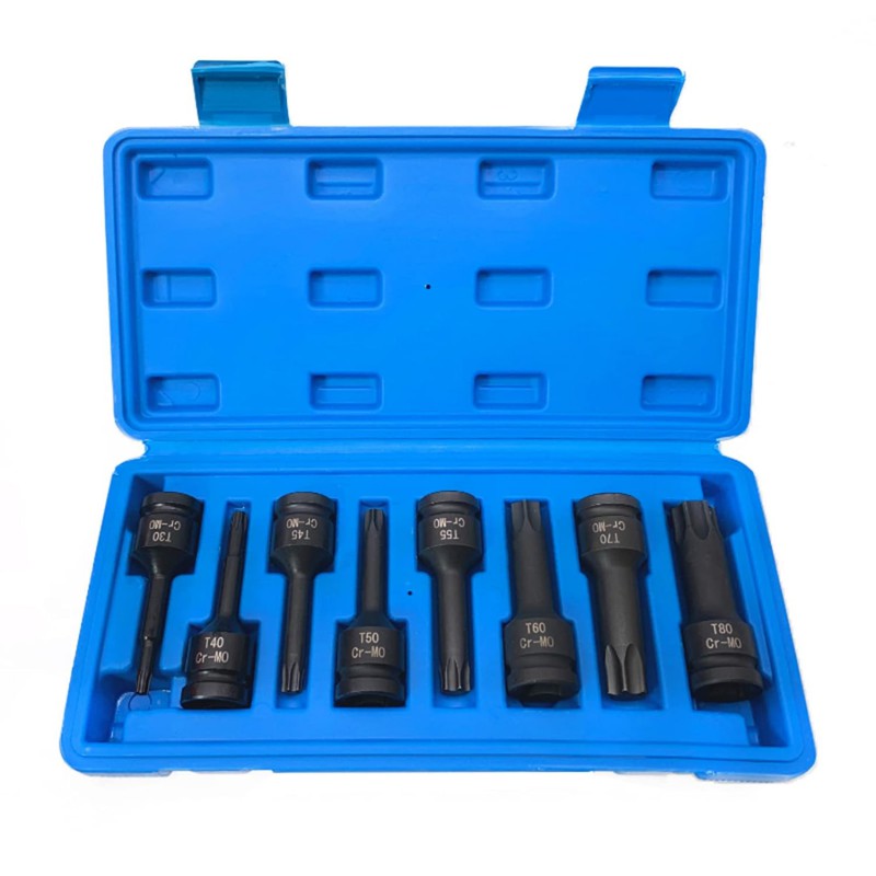 Набор головок-бит TORX ударных 8 предметов,1/2"(T30, T40, T45, T50, T55, T60, T70, T80), в кейсе FORCEKRAFT FK-4088MPB