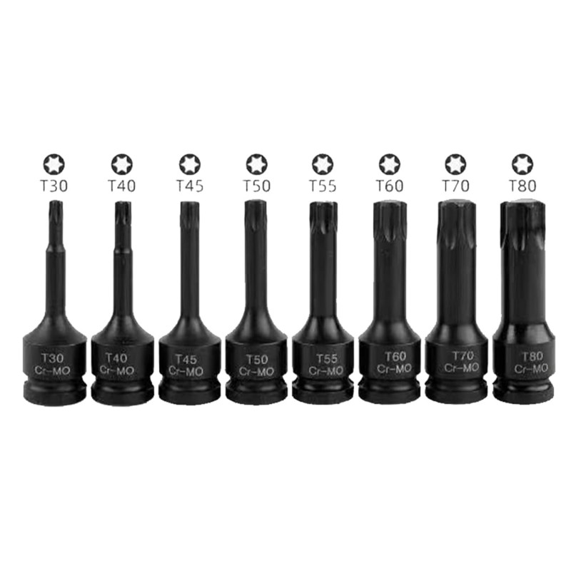 Набор головок-бит TORX ударных 8 предметов,1/2"(T30, T40, T45, T50, T55, T60, T70, T80), в кейсе FORCEKRAFT FK-4088MPB