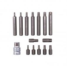 Набір біт TORX з битоутримувачем, 15 предметів 1/2" (L: 30/75мм; Т20, Т25, Т30, Т40, Т45, Т50, Т55), в металевому кейсі ROCKFORCE RF-4156