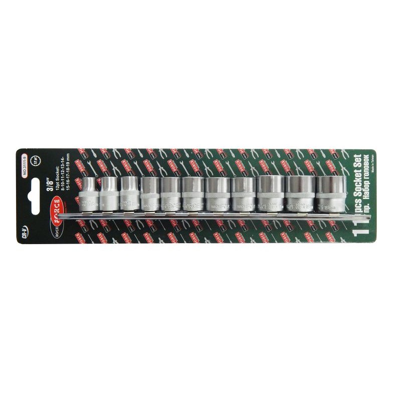 Набор головок 11 предметов 3/8" (12гр.)(8,10-19мм) на планке RockFORCE RF-3111-9
