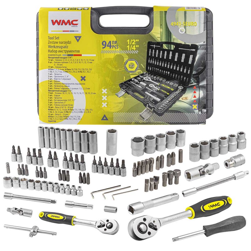 Набор инструментов 94пр, 1/4'', 1/2''(6гр.)(4-22мм) WT-4941-5EURO