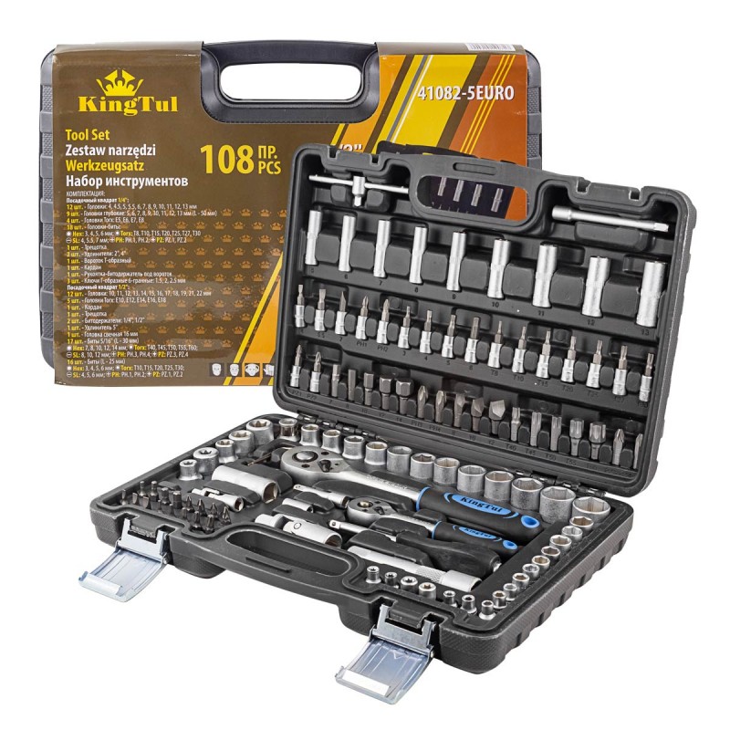 Набор инструментов 108пр.1/2'',1/4''(6гр.) (4-22мм) KT-41082-5EURO