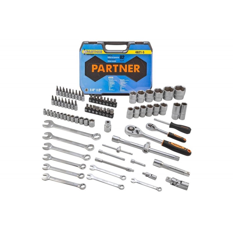 Набор инструмента 82 предмета 1/4"&1/2" (6-гр.)(4-32мм) PARTNER PA-4821-5