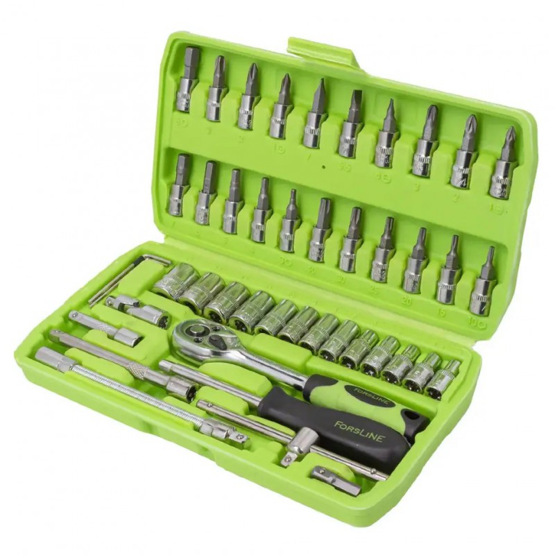 Набор инструментов 46 предметов, 1/4", 6-гранные ForsLine FL-2462-5