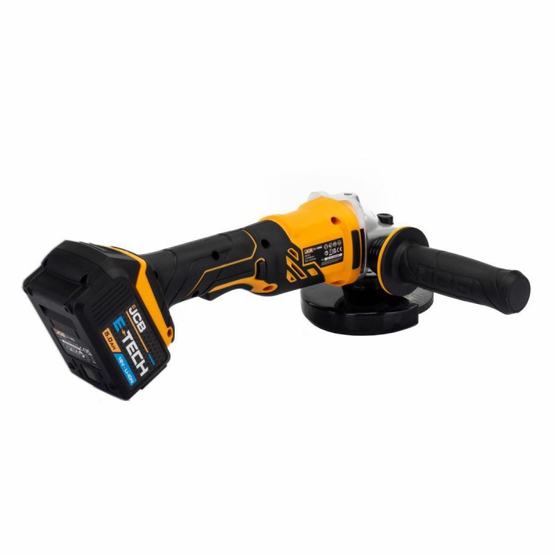 Аккумуляторная углошлифовальная машина JCB 18V с диаметром диска 115 мм и комплектом зарядного устройства 2.4A и 2 батареями 5.0Ah JCB-18AG-5BG-E