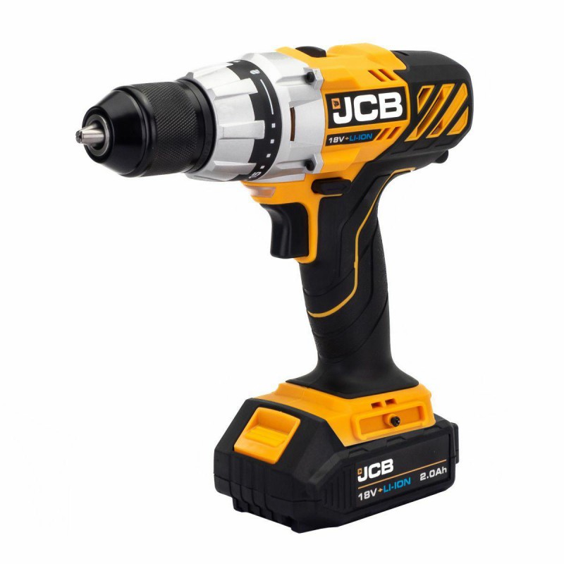 Дрель-шуруповерт аккумуляторная (JCB-18DD-B-E) 18V, max 45Nm в комплекте с зарядным устройством (JCB-18VFC-E) 2.4A и батареей аккум(JCB-20LI-E) 2.0AH JCB-18DD-2X-E