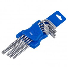 Набор ключей TORX Г-образных длинных 9 предметов (Т10, Т15, Т20, Т25, Т27, Т30, Т40, Т45, Т50)в пластиковом держателе Forsage F-5098L