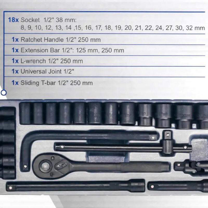 Набор инструментов 24пр. 1/2" (6гр.) Scheppach SCH-4245B-5MPB