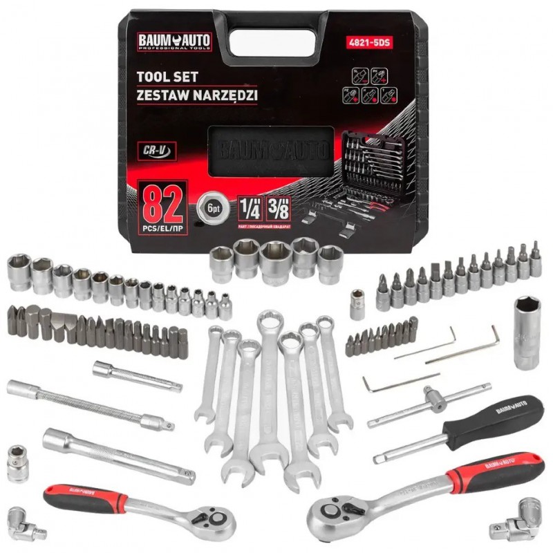 Набор инструментов 82пр. 1/4", 3/8" (6гр.) BaumAuto BM-4821-5DS