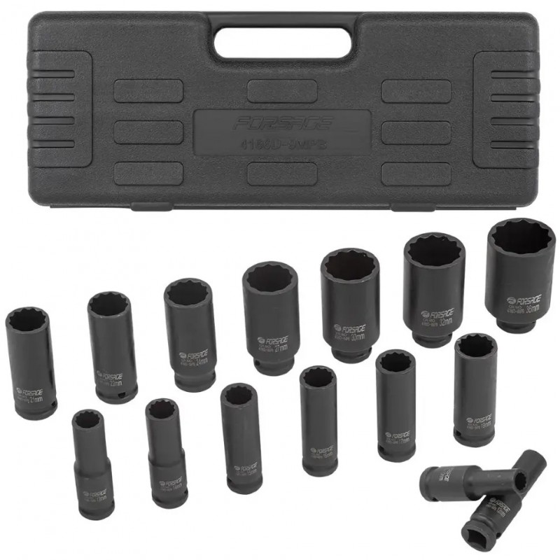 Набор головок ударных глубоких 15пр. 1/2"" (12-гр) Forsage F-4166D-9MPB