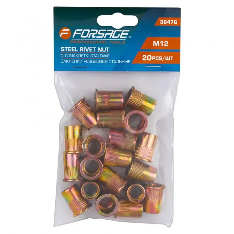 Заклёпки резьбовые стальные 20шт M12. FORSAGE F-36476