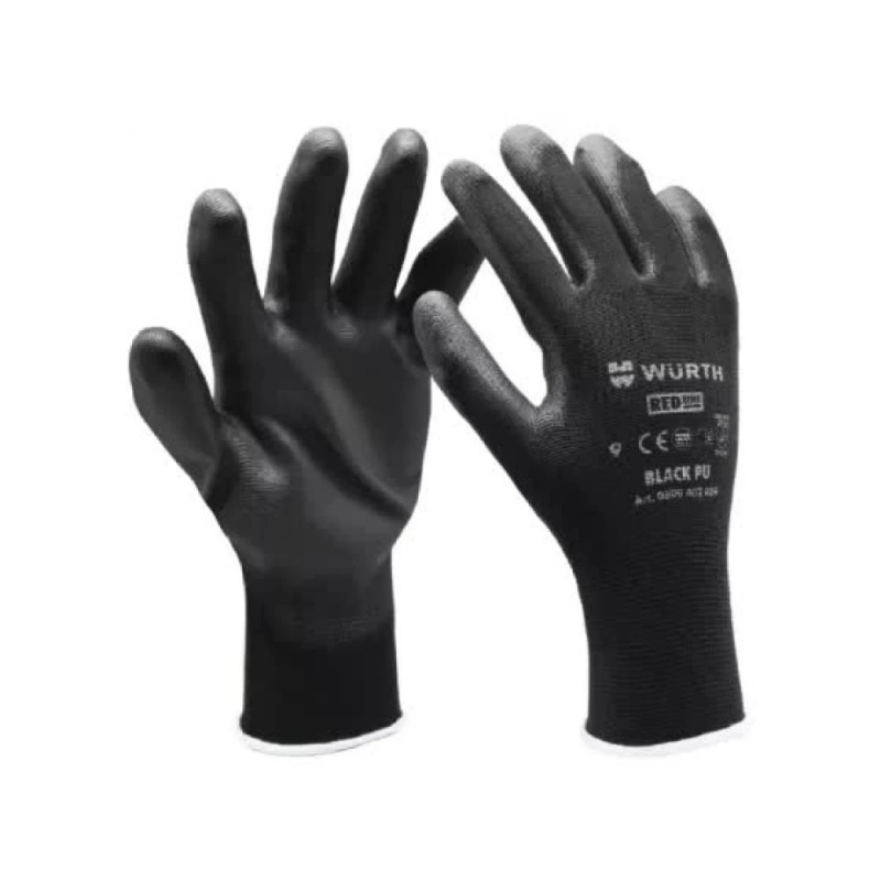 Перчатки защитные с полиуретановым покрытием WURTH Black PU M (пара) (0899402408)