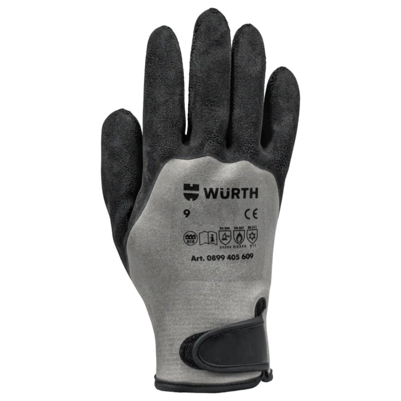 Перчатки защитные утепленные WURTH Multifit Dry с покрытием. полное латекс, р. 9 (0899405609)