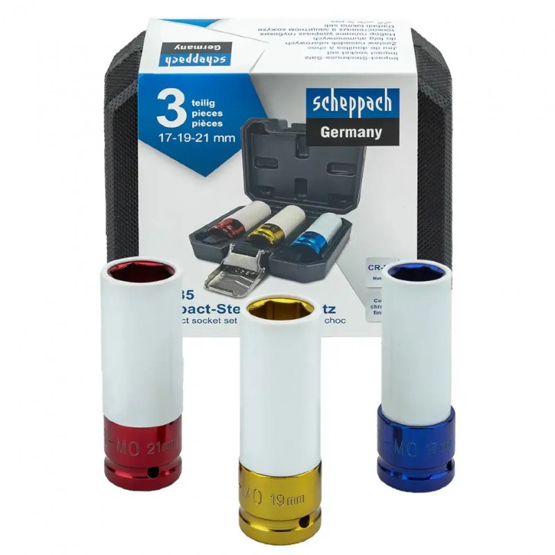 Набор головок глубоких ударных тонкостенных 1/2" 3 пр. (6гр.) Scheppach SCH-4035