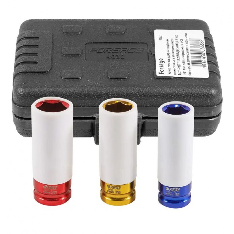 Набор головок ударных тонкостенных 3пр 1/2" (6гр.) Forsage F-4032