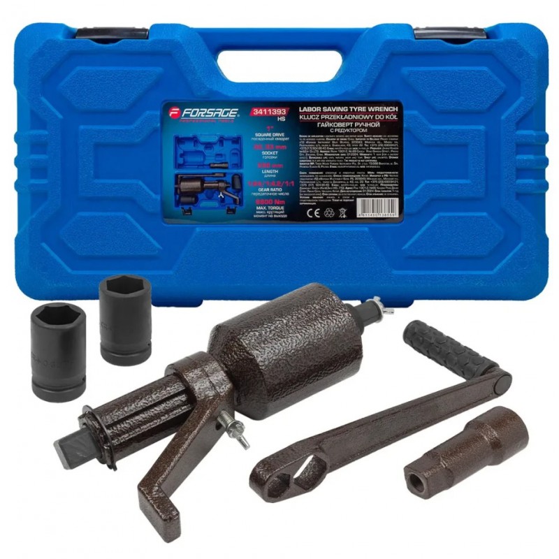 Гайковерт ручной с редуктором 6800Нм, 1:1/1:4.2/1:64 Forsage F-3411393 HS