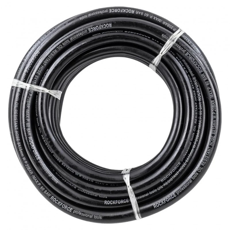 Шланг резиновый армированный маслостойкий 8мм х 15мм х 10м Rockforce RF-AHC-55/7B