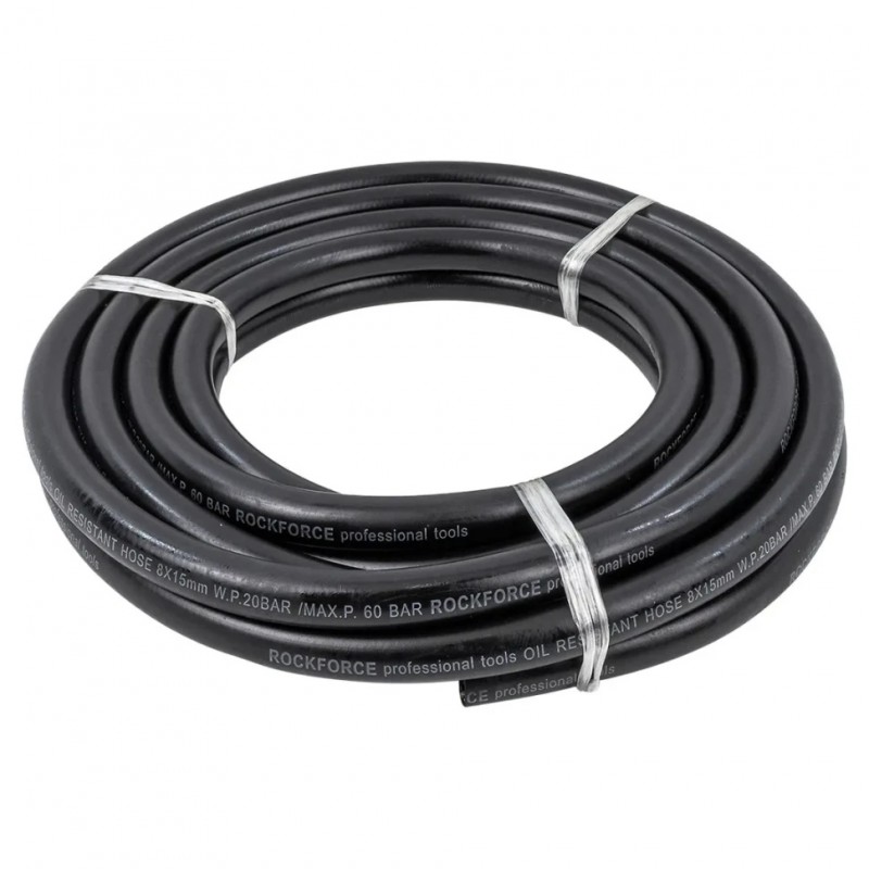 Шланг резиновый армированный маслостойкий 8мм х 15мм х 5м Rockforce RF-AHC-55/7A