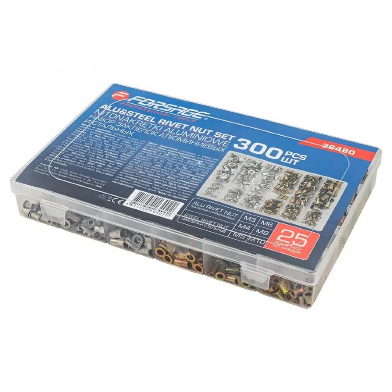 Заклёпки резьбовые алюминиевые и стальные 300шт. FORSAGE F-36480