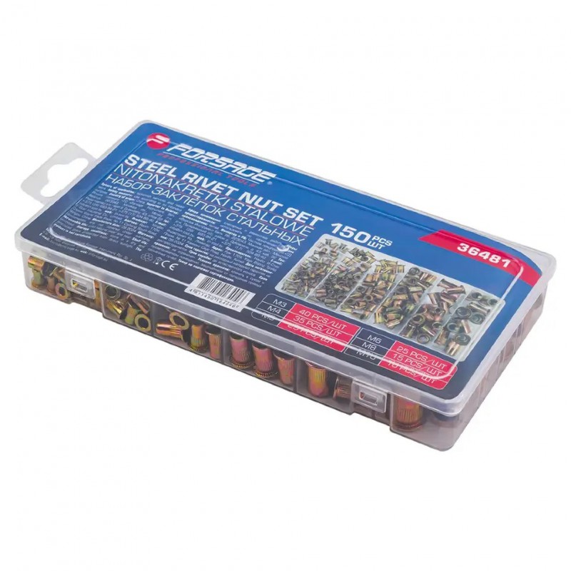 Заклёпки резьбовые стальные 150шт M3-M10. FORSAGE F-36481