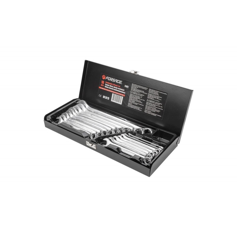 Набор ключей комбинированных 16пр. (6-19, 17,22, 24мм) в металлическом кейсе Forsage F-5161