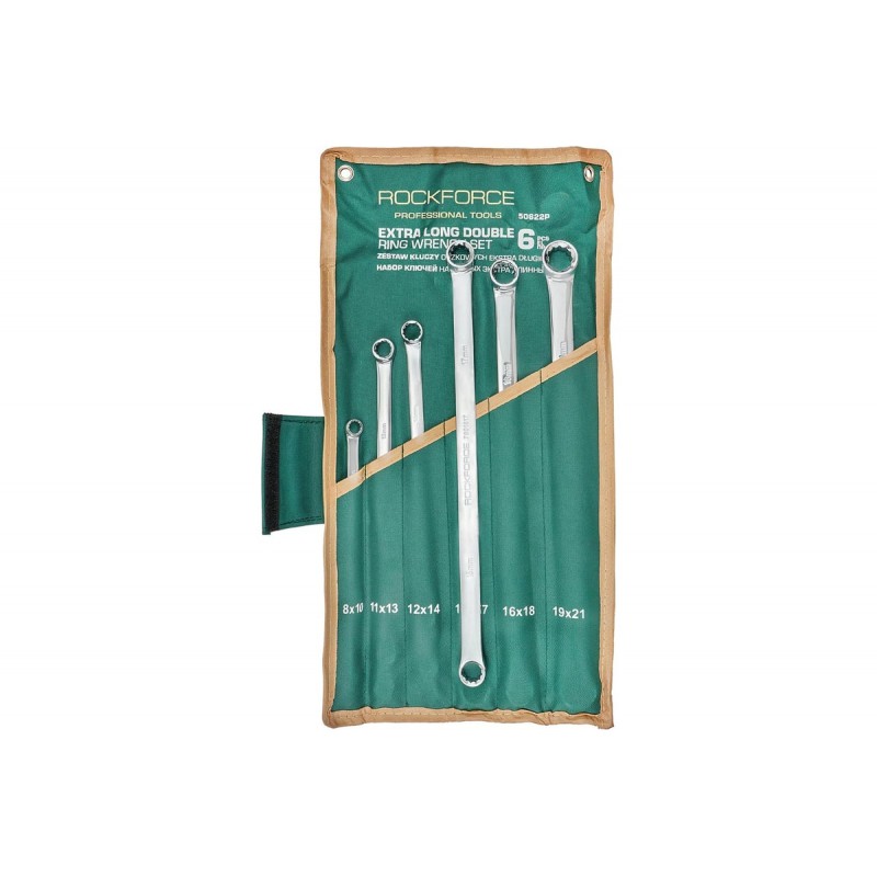 Набор ключей накидных экстра длинных 6пр. (8x10-19x21мм) ROCKFORCE RF-50622P