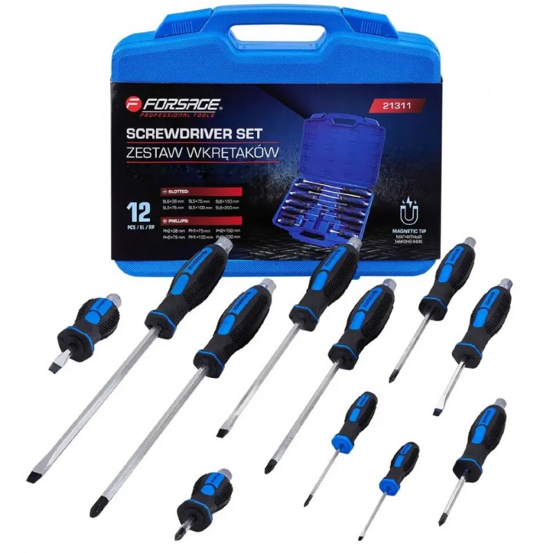 Набір силових ударних магнітних викруток 11ін. (SL/PH) Forsage F-21311
