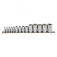Набор головок Е-профиль 1/4", 3/8", 1/2" 15пр. (Е4-Е24) Rockforce RF-4158