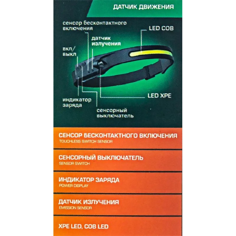 Фонарь налобный ударопрочный Rockforce RF-JBEL9906
