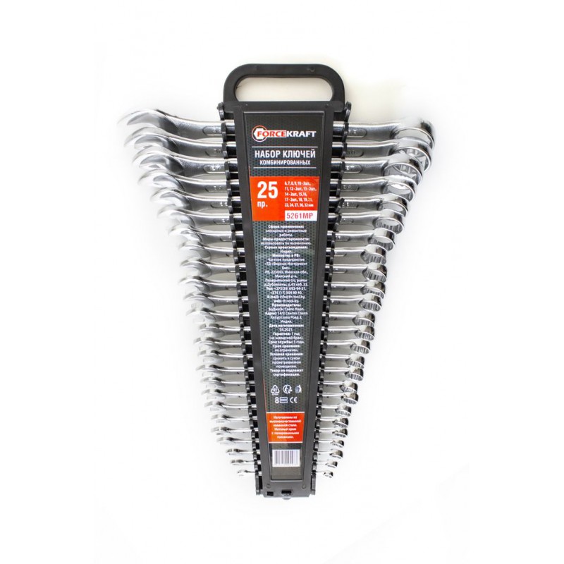 Набор ключей комбинированных 25пр. (6-19, 21, 22, 24, 27, 30, 32мм) в пластиковом держателе