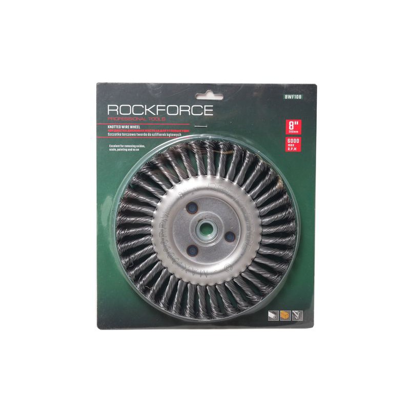 Кордщетка дисковая стальная витая для УШМ 200мм RockForce RF-BWF108