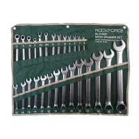 Набор ключей комбинированных универсальный 27 предметов(6-36мм),разрезные 2пр(10-12,11-13мм) трещоточные 4 предмета(8-13мм) на полотне ROCKFORCE RF-5150R