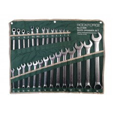 Набір ключів комбінованих універсальний 27 предметів(6-36мм),розрізні 2пр(10-12,11-13мм) тріскачкові 4 предмети(8-13мм) на полотні ROCKFORCE RF-5150R