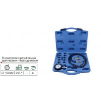 Тестер тиску масла в комплекті з різьбовими адаптерами-перехідниками (0-10bar) 12 предметів у кейсі ROCKFORCE RF-912G1