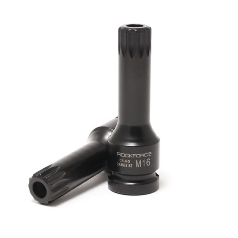 Головка-бита SPLINE глубокая ударная1/2", M5 с отверстием ROCKFORCE RF-24807805T