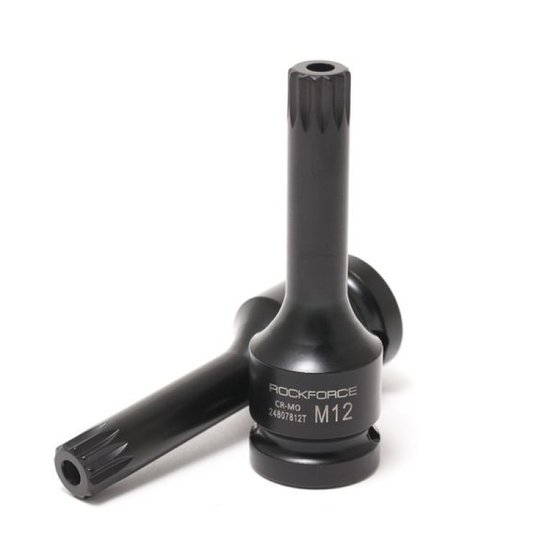 Головка-бита SPLINE глубокая ударная1/2", M5 с отверстием ROCKFORCE RF-24807805T