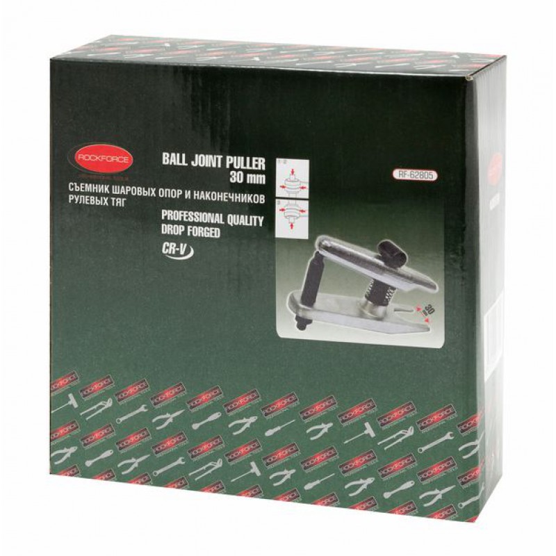 Съемник шаровых опор и наконечников рулевых тяг с дополнительным винтом регулировки высоты захвата, 30мм ROCKFORCE RF-62805