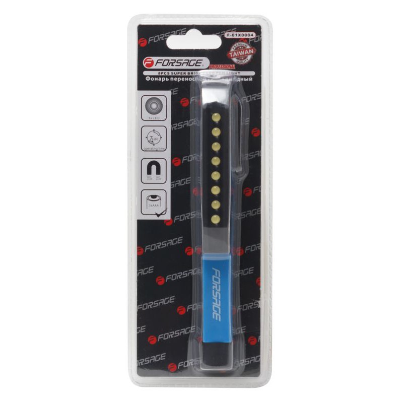 Фонарик переносной светодиодный в комплекте с батарейками (8LED, 3xAAA), в блистере Forsage F-01X0004