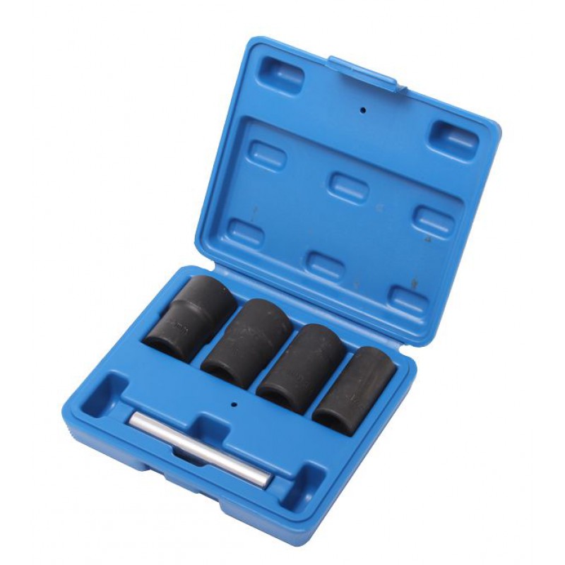 Набір головок-екстракторів для пошкоджених болтів/гайок 5 предметів 1/2" (17,19,21,22мм), в кейсі ROCKFORCE RF-906U2
