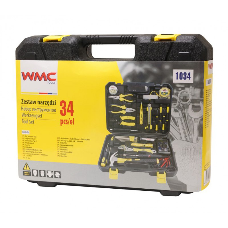 Набор инструментов 34 предмета, для электрика WMC TOOLS 1034