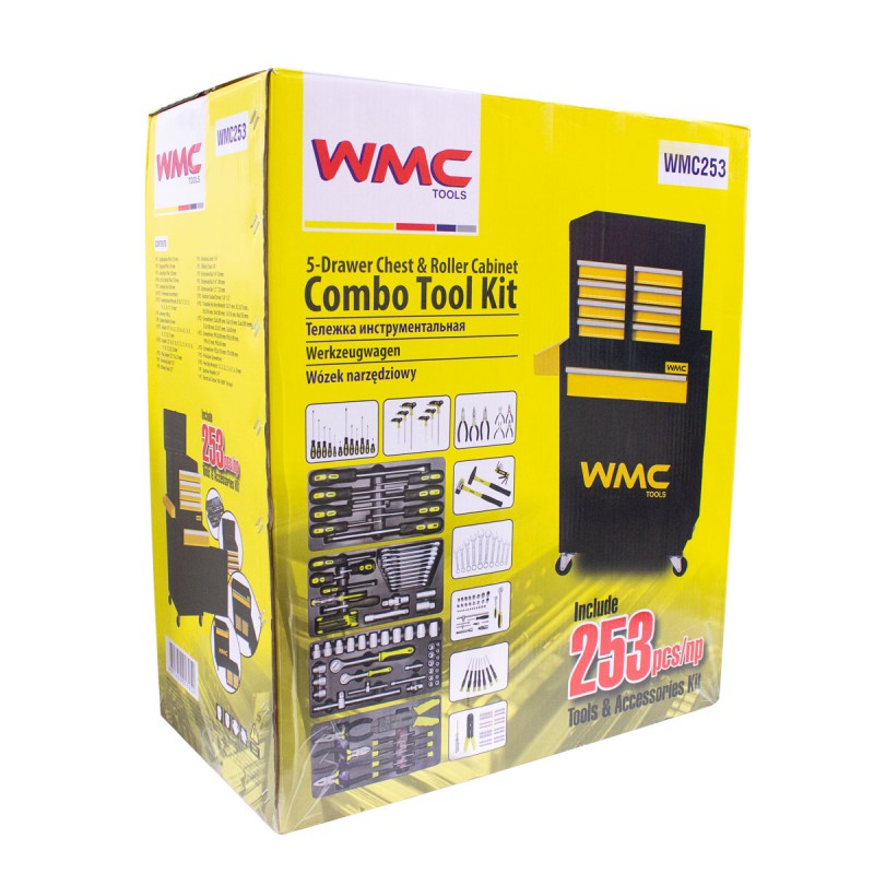 Тележка инструментальная с набором инструментов 253пр(700х600х290мм) WT-WMC253