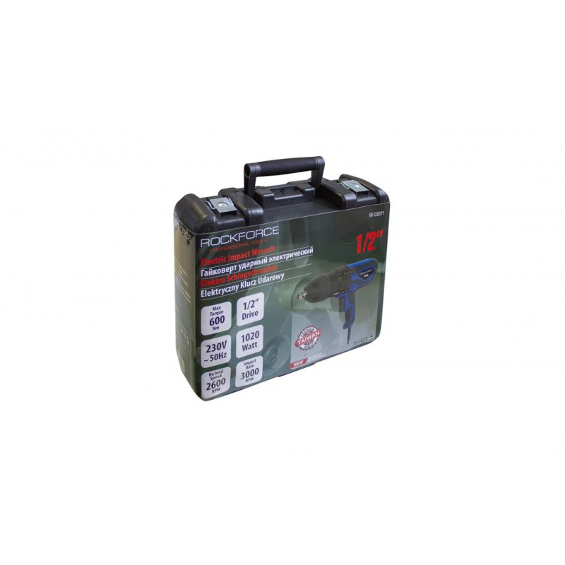 Гайковерт ударний електричний 1/2'' (230V, 1010W, 500Нм) з комплектом головок (17, 19, 21, 23мм) ROCKFORCE RF-03071