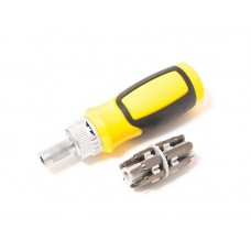 Отвертка реверсивная с комплектом бит:SL5,SL6,PH1,PH2,T10,T15,T20,T30,U6,H4,H5,H6 (13 предмета)в блистере. BaumAuto BM-30311213