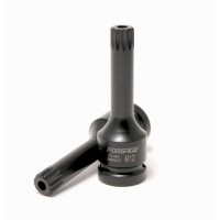 Головка-бита SPLINE глубокая ударная1/2", M12 с отверстием Forsage F-24807812T