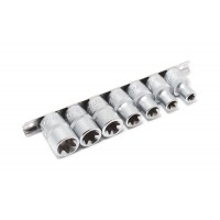 Набор головок Е-профиль 7 предметов 1/2" (E10,E12,E14,E16,E18,E20,E22), на планке Forsage F-4073