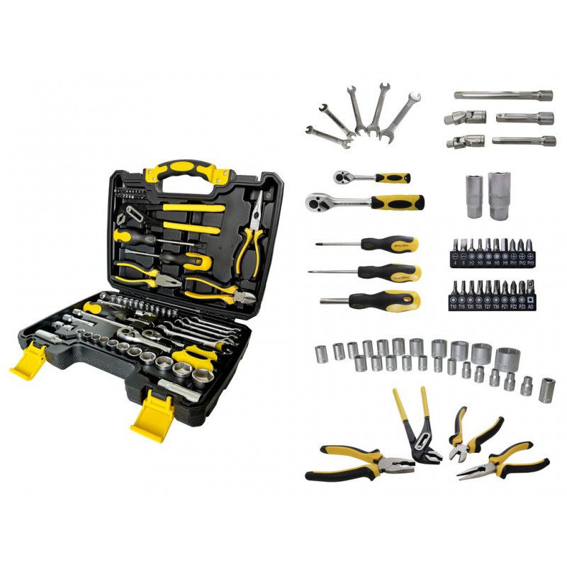Набор инструментов 65 предметов 1/4''3/8''(6гр.)(4-24мм) FORCEKRAFT FK-3651